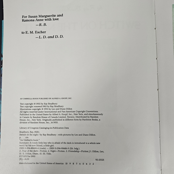 VINTAGE 1993 RELEASE OF THE 1955 SWITCH ON THE NIGHT BY RAY BRADBURY STORY BOOK - Picture 2 of 7